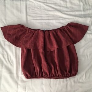 Kimchi Blue Ruffle Off-The-Shoulder Cropped Top